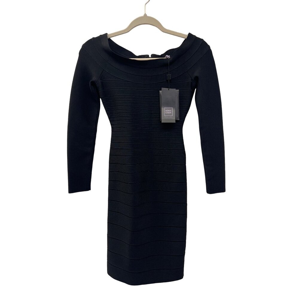 Herve Leger NWT Black Criss Cross Pencil Dress
